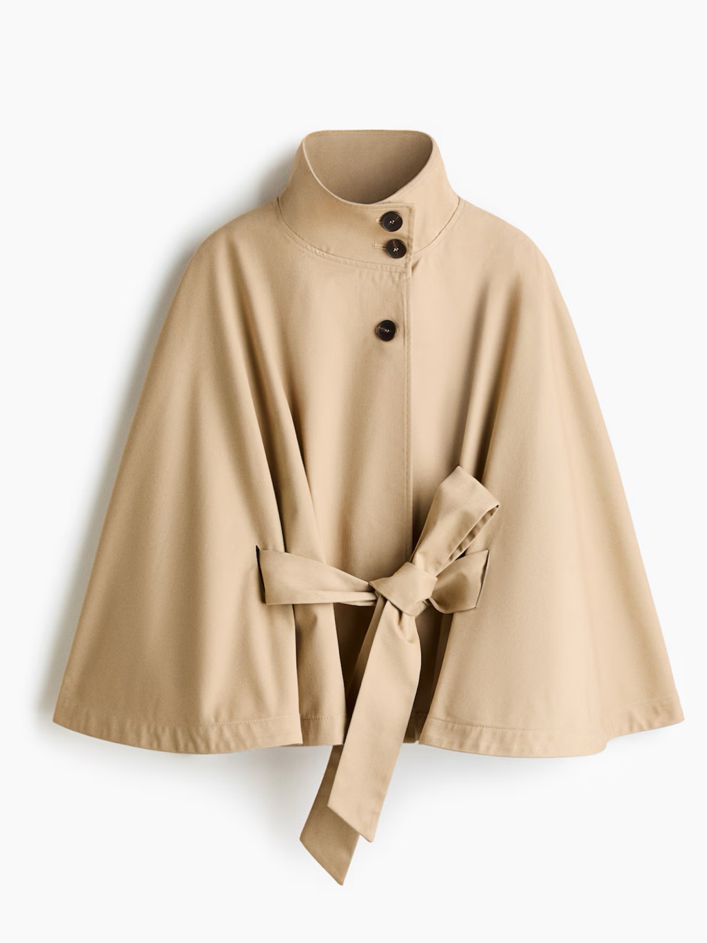 H&M Beige Twill Cape Jacket With Waist Tie Beige Nwt